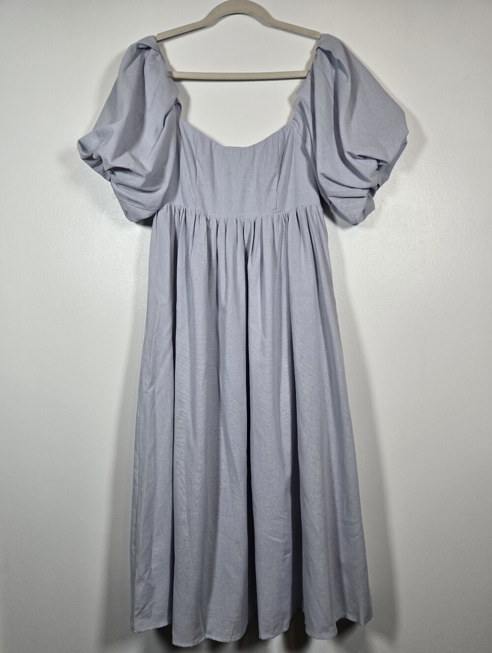 NEW Worth Collective Hamilton Dress In Light Blue Size Medium Linen Blend